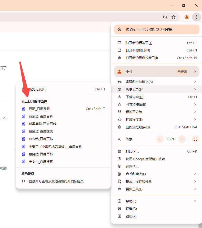 如何在Chrome浏览器中恢复已关闭的页面或标签3